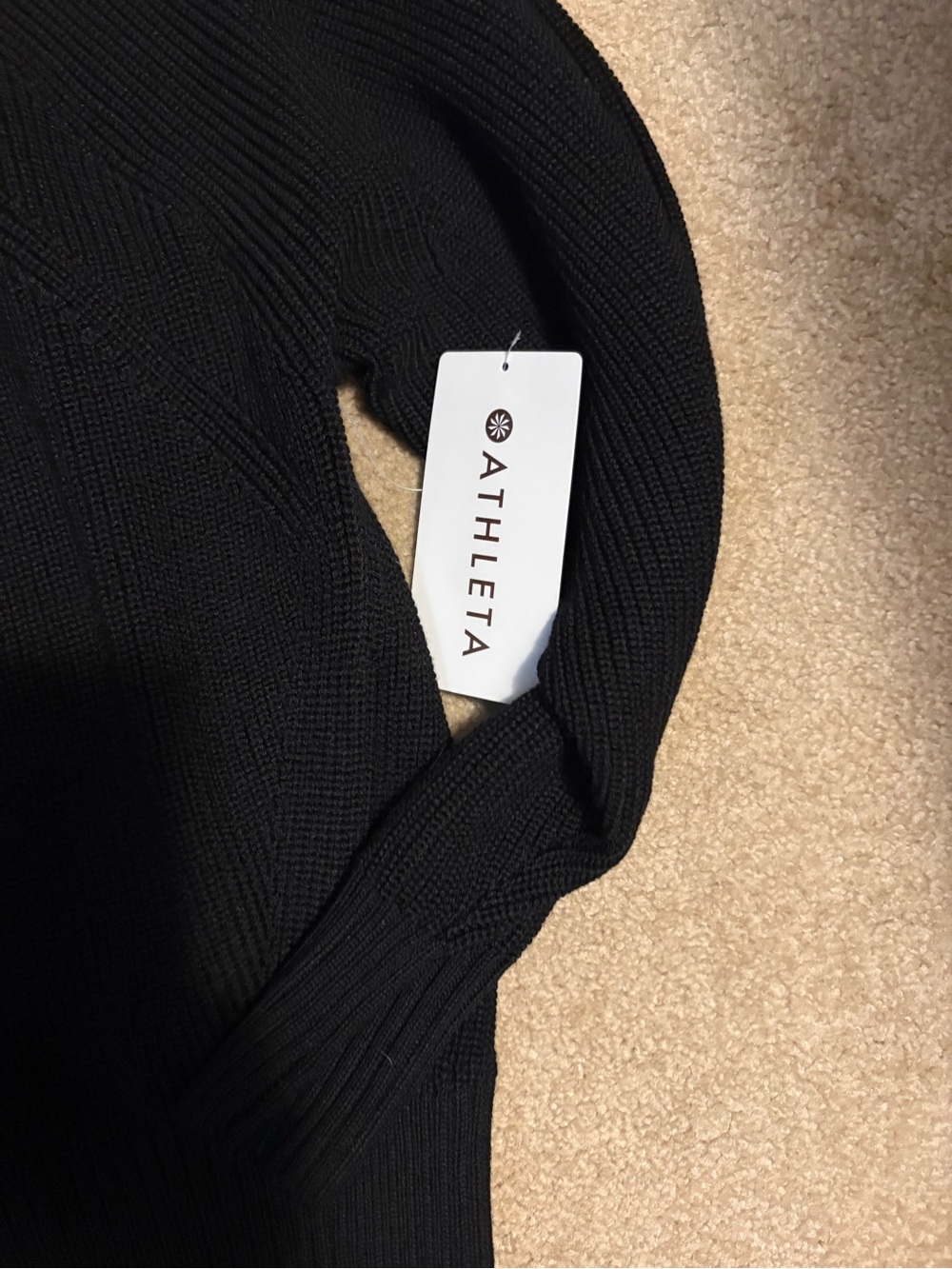 Athleta Black Women's Zip-Up Ribbed Knit Sweater - Picture 3 of 3